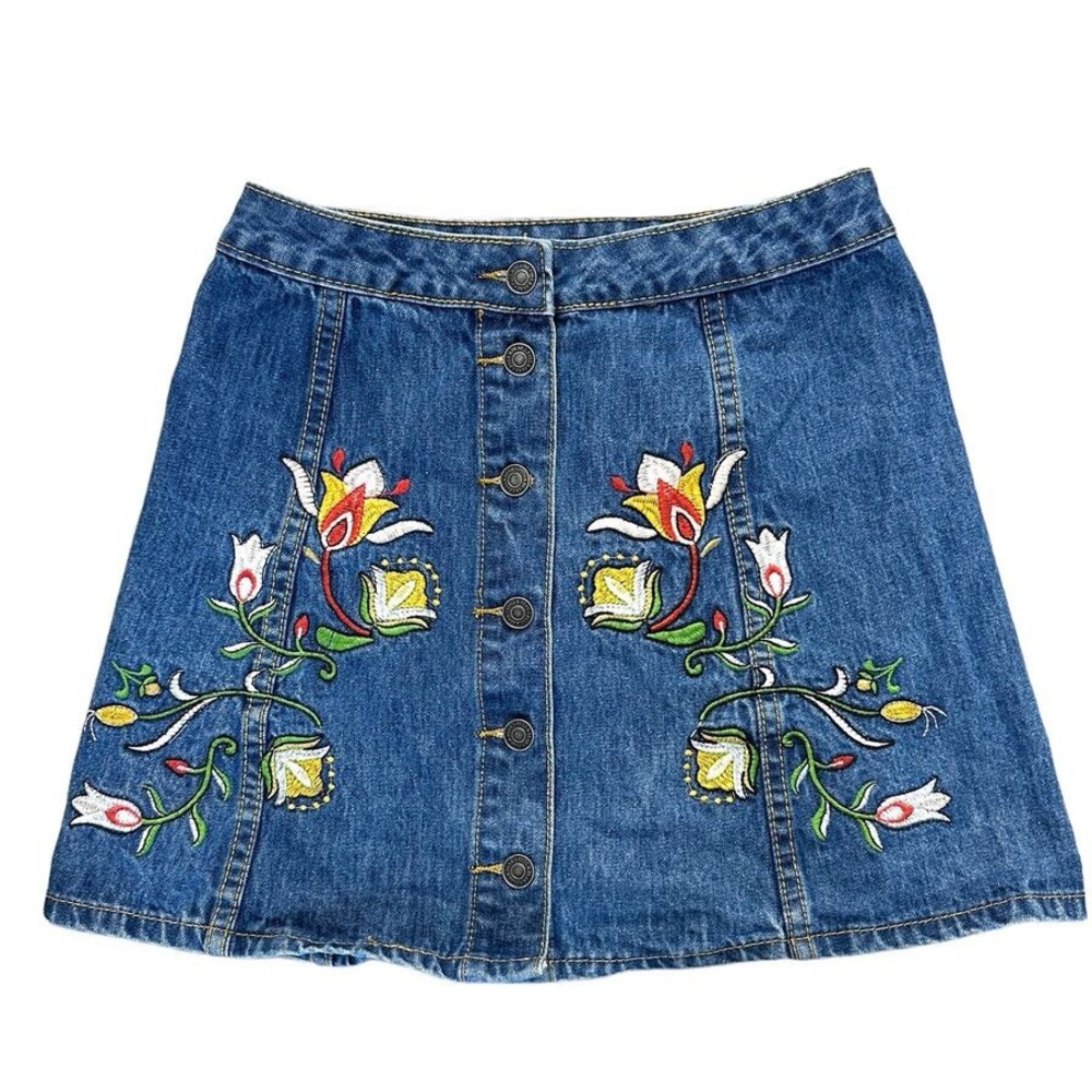 Haute Rogue Embroidered Jean Skirt